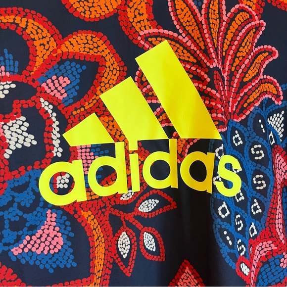 Farm Rio & Adidas Collaboration GFX Blue Tee Tropical Print Plus Size 4X - Picture 4 of 8
